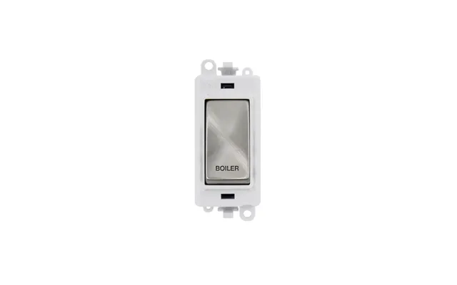 Click 20ax Satin Chrome Double Pole Rocker Switch Module Boiler Insert Polar White
