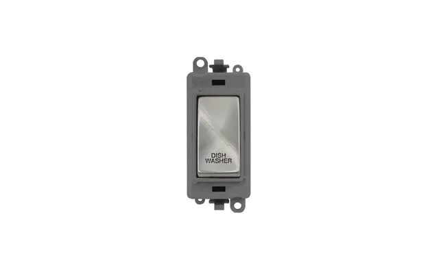 Click 20ax Satin Chrome Double Pole Rocker Switch Module Dishwasher Insert Grey