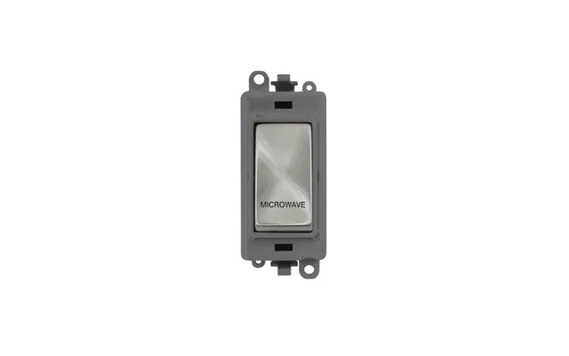 Click 20ax Satin Chrome Double Pole Rocker Switch Module Microwave Insert Grey