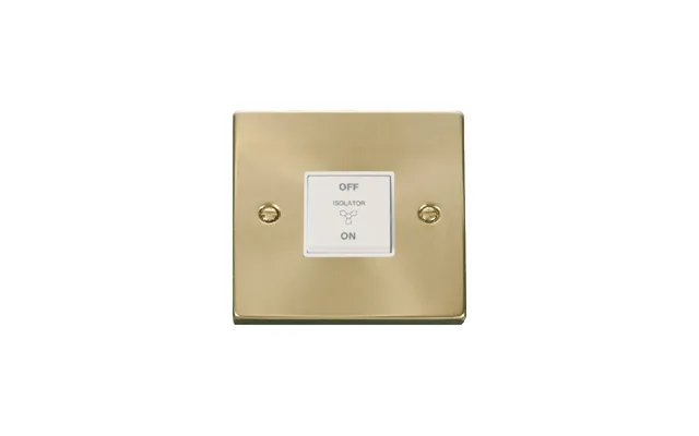 Click Deco 10a 1 Gang 3 Pole Fan Isolation Switch Satin Brass Insert White