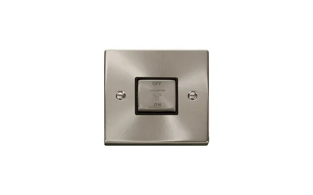 Click Deco 10a 1g 'ingot' 3p Fan Isolation Switch Satin Chrome Insert Black