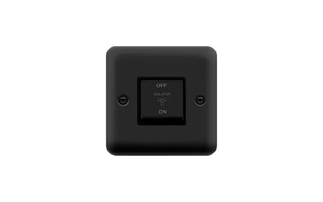 Click Deco Plus 3 Pole Fan Isolator Switch Matt Black Black Inserts