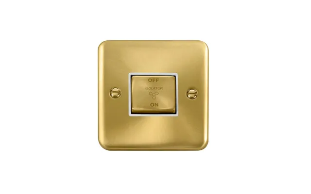 Click Deco Plus 3 Pole Fan Isolator Switch Satin Brass White Inserts
