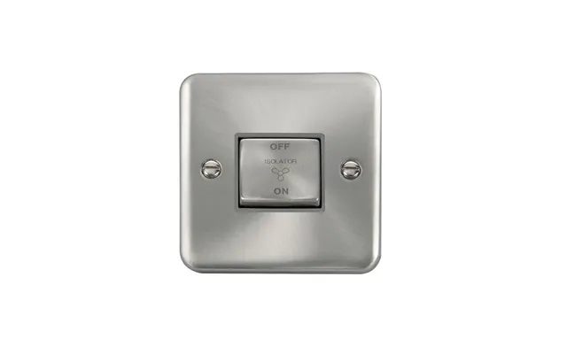 Click Deco Plus 3 Pole Fan Isolator Switch Satin Chrome Grey Inserts