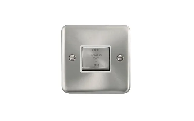 Click Deco Plus 3 Pole Fan Isolator Switch Satin Chrome White Inserts