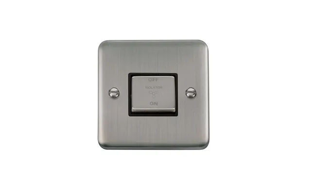 Click Deco Plus 3 Pole Fan Isolator Switch Stainless Steel Black Inserts