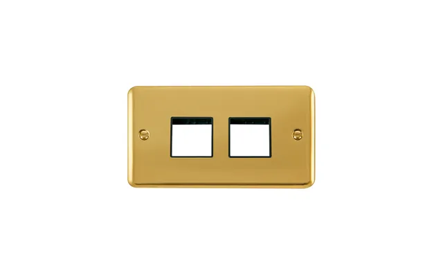 Click Deco Plus Minigrid 4 Aperture Face Plate Polished Brass Black Inserts