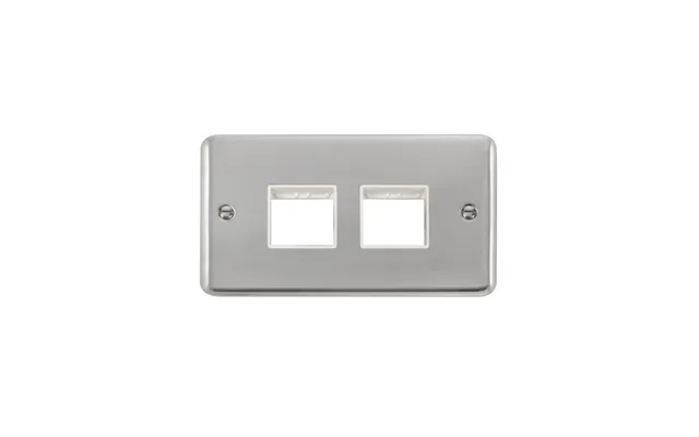 Click Deco Plus Minigrid 4 Aperture Face Plate Polished Chrome White Inserts