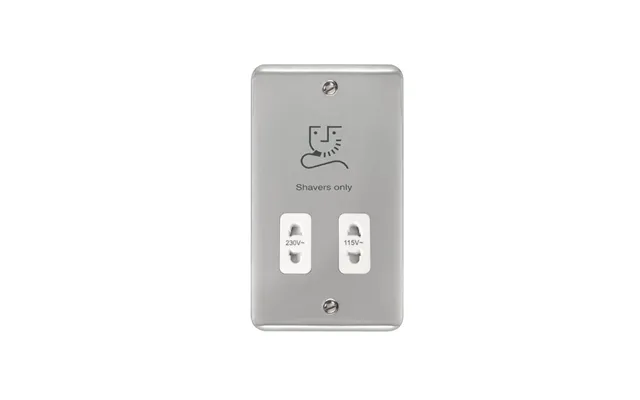 Click Deco Plus Shaver Socket Polished Chrome White Inserts