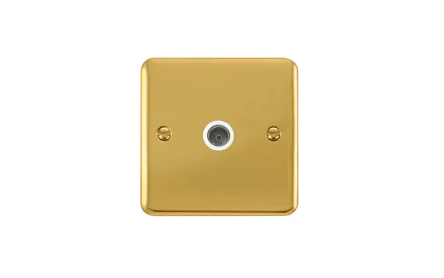 Click Deco Plus Single Non-isolated Coaxial Outlet Polished Brass White Inserts