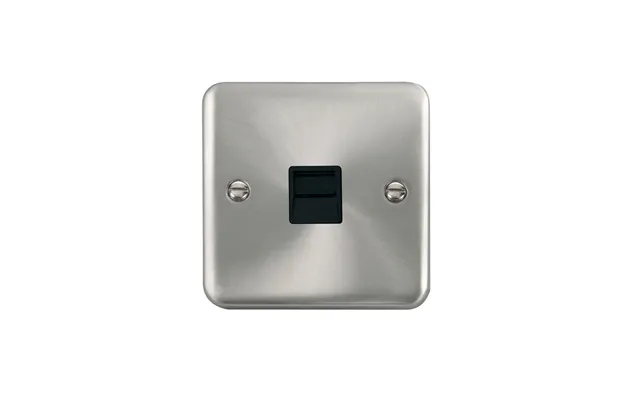 Click Deco Plus Single Telephone Outlet Secondary Satin Chrome Black Inserts