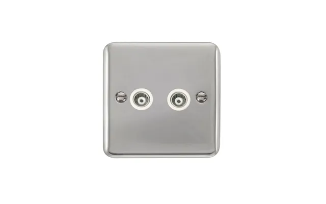 Click Deco Plus Twin Isolated Coaxial Outlet Polished Chrome White Inserts