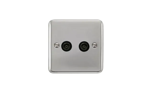 Click Deco Plus Twin Non-isolated Coaxial Outlet Polished Chrome Black Inserts
