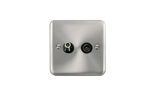 Click Deco Plus Twin Non-isolated Satellite & Non-isolated Coaxial Outlet Satin Chrome Black Inserts