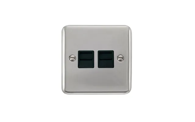 Click Deco Plus Twin Telephone Outlet Master Polished Chrome Black Inserts