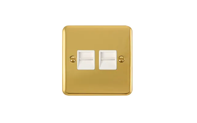 Click Deco Plus Twin Telephone Outlet Secondary Polished Brass White Inserts