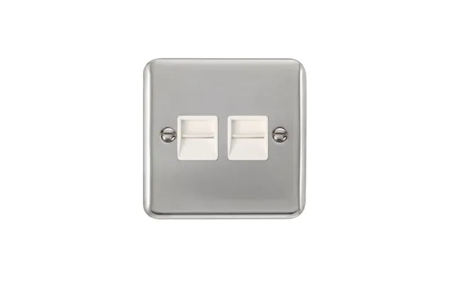Click Deco Plus Twin Telephone Outlet Secondary Polished Chrome White Inserts