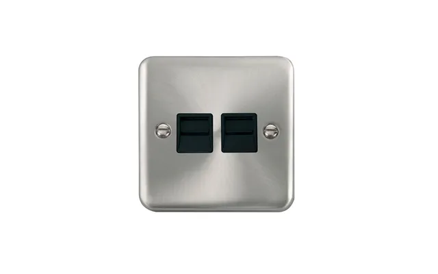 Click Deco Plus Twin Telephone Outlet Secondary Satin Chrome Black Inserts