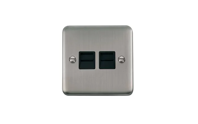 Click Deco Plus Twin Telephone Outlet Secondary Stainless Steel Black Inserts