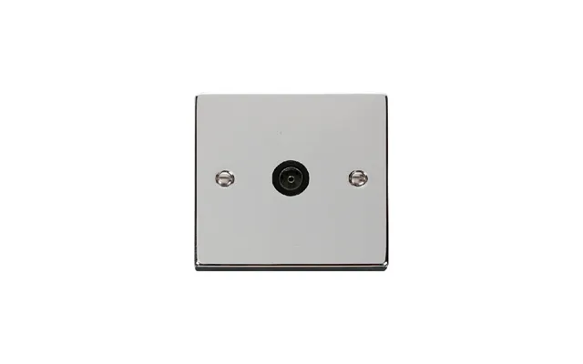 Click Deco Single Non-isolated Coaxial Socket Outlet Polished Chrome Insert Black