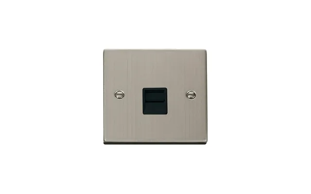 Click Deco Single Telephone Socket Outlet Master Stainless Steel Insert Black