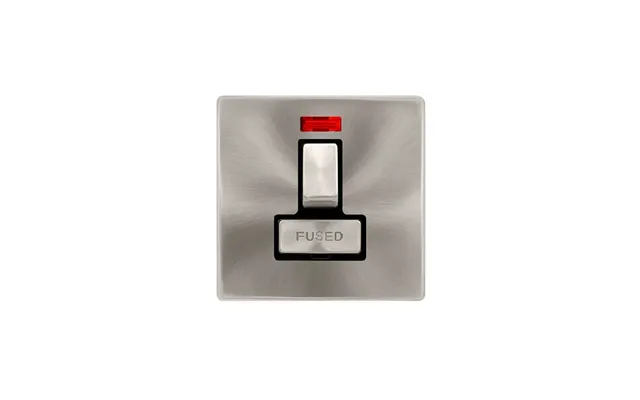 Click Definity 13a Ingot Switched Fused Connection Unit With Neon Brushed Steel Cover Plate Black Insert