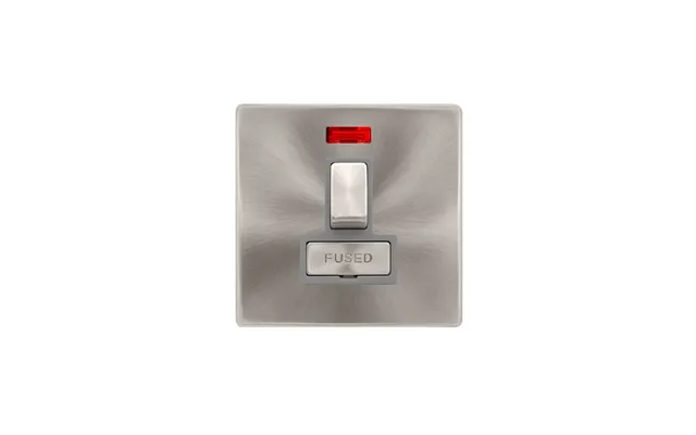 Click Definity 13a Ingot Switched Fused Connection Unit With Neon Brushed Steel Cover Plate Grey Insert