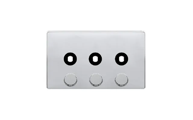 Click Definity 3 Gang Unfurnished Dimmer Plate & Knobs Polished Chrome