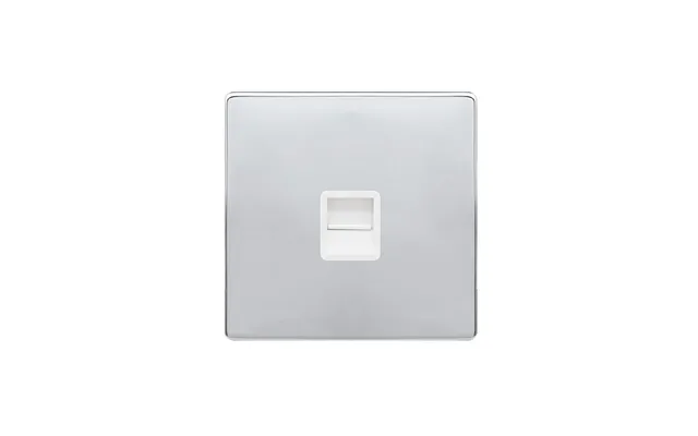 Click Definity Single Telephone Secondary Outlet Polished Chrome Cover Plate Polar White Insert