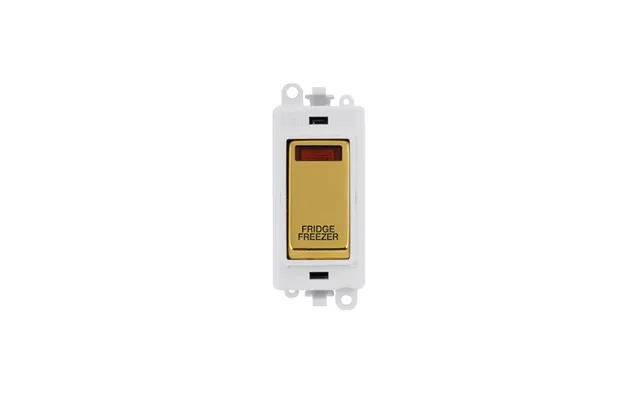 Click Gridpro 20ax Polished Brass Dp Switch Module With Neon Fridge Freezer Insert Polar White