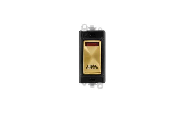 Click Gridpro 20ax Satin Brass Dp Switch Module With Neon Fridge Freezer Insert Black