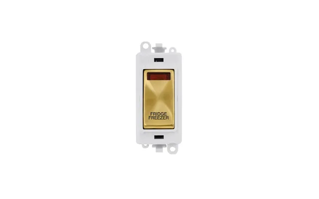 Click Gridpro 20ax Satin Brass Dp Switch Module With Neon Fridge Freezer Insert Polar White