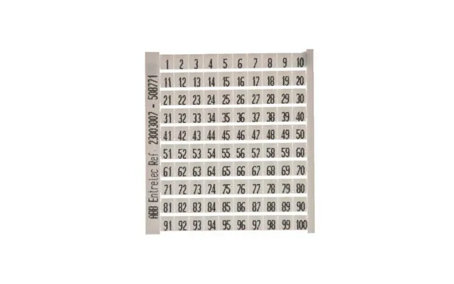 Entrelec Marker Card 6mm Spacing 1-100