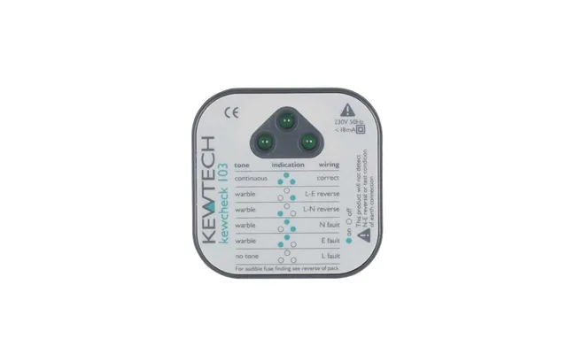 Kewtech Kewcheck103 Socket Tester W Led Audible Tone
