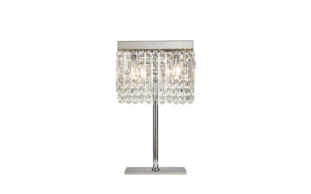 Luxuria Illumia 30x10cm Rectangular Table Lamp 2 Light E14 Polished Chrome Crystal