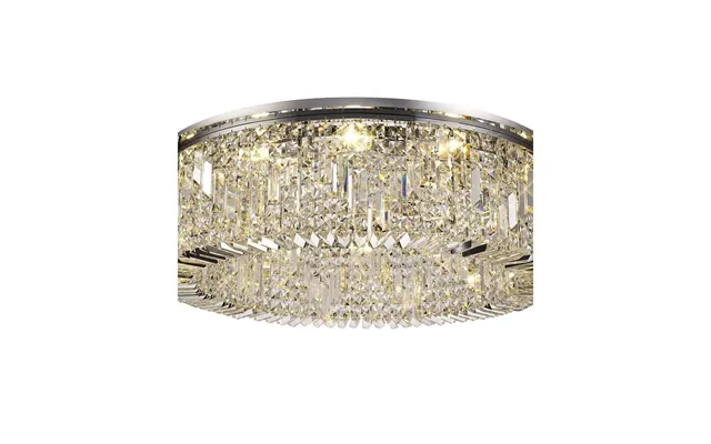 Luxuria Illumia 85cm Round Flush Chandelier 12 Light E14 Polished Chrome Crystal