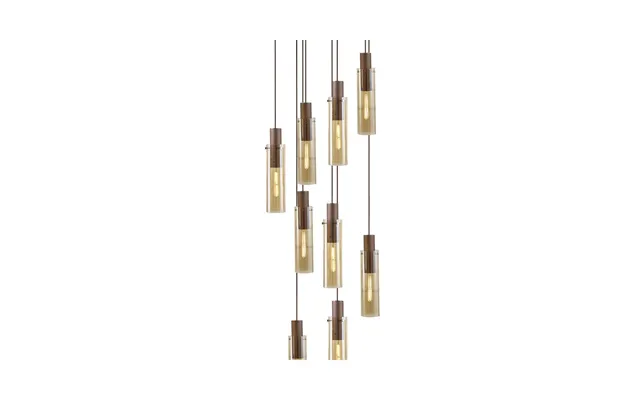 Luxuria Luminara 65cm Round Pendant 9 Light Adjustable E27 Mocha Amber Glass