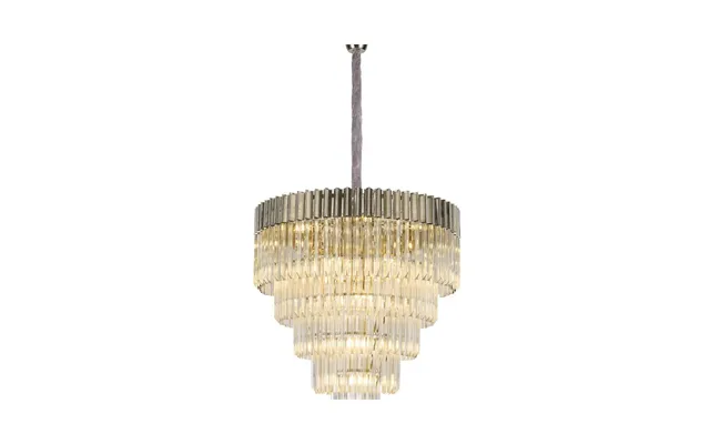 Luxuria Osiris 80cm Pendant Round 5 Tier 19 Light E14 Polished Nickel Clear Sculpted Glass