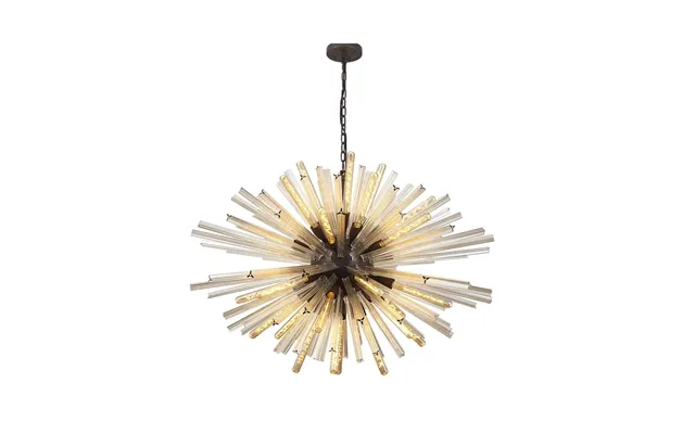Luxuria Seneca 120cm 32 Light E27 Oval Pendant Brown Oxide Champagne Glass