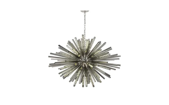 Luxuria Seneca 120cm 32 Light E27 Oval Pendant Polished Nickel Smoke Glass