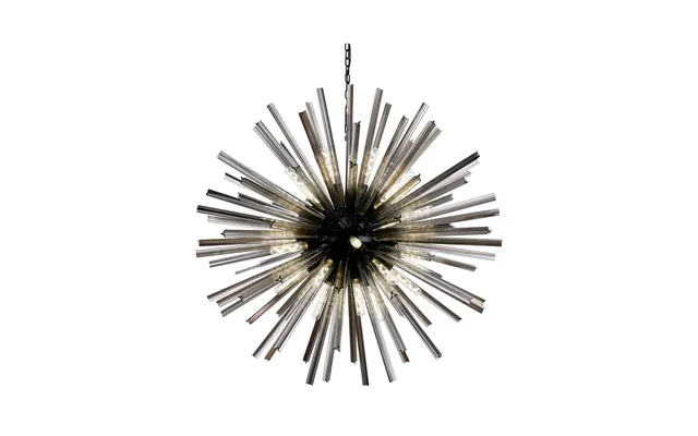 Luxuria Seneca 120cm 32 Light E27 Round Pendant Matt Black Smoke Glass