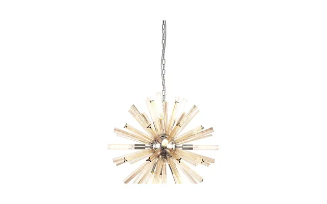 Luxuria Seneca 60cm 10 Light E14 Round Pendant Polished Nickel Champagne Gold Glass