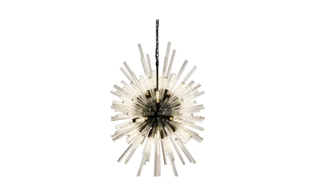 Luxuria Seneca 75cm 32 Light E27 Vertical Oval Pendant Matt Black Clear Glass