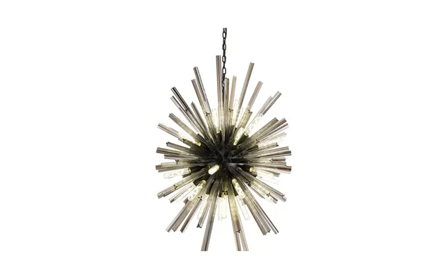 Luxuria Seneca 75cm 32 Light E27 Vertical Oval Pendant Matt Black Smoke Glass