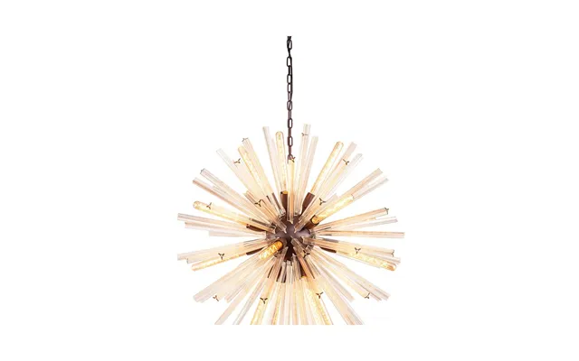 Luxuria Seneca 90cm 16 Light E27 Round Pendant Brown Oxide Champagne Gold Glass
