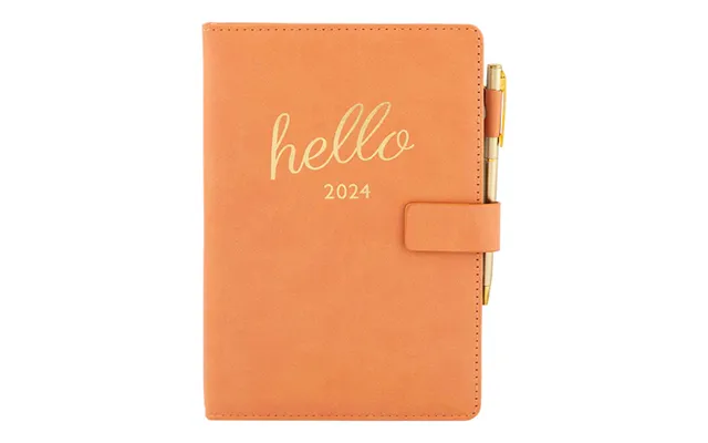 A5 Peach Hello 2024 Diary With Pen