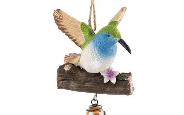 Bird On A Log Hanging Windchime Decoration Assorted Colours - Blue