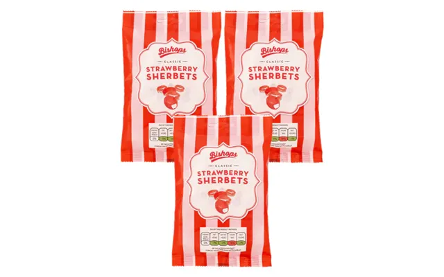 Bishops Strawberry Sherbets 140g Assorted Pack - Pack Of 3