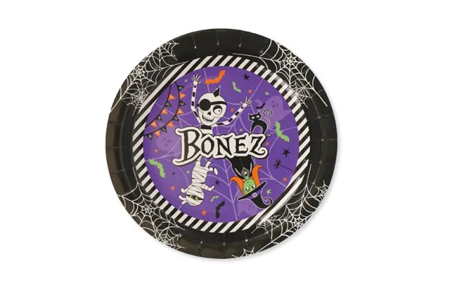 Bonez Happy Halloween Paper Plates 15 Pk - Purple