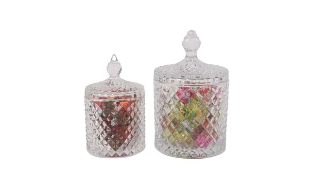 Clear Glass Decorative Sweet Jars With Lid 2 Pack